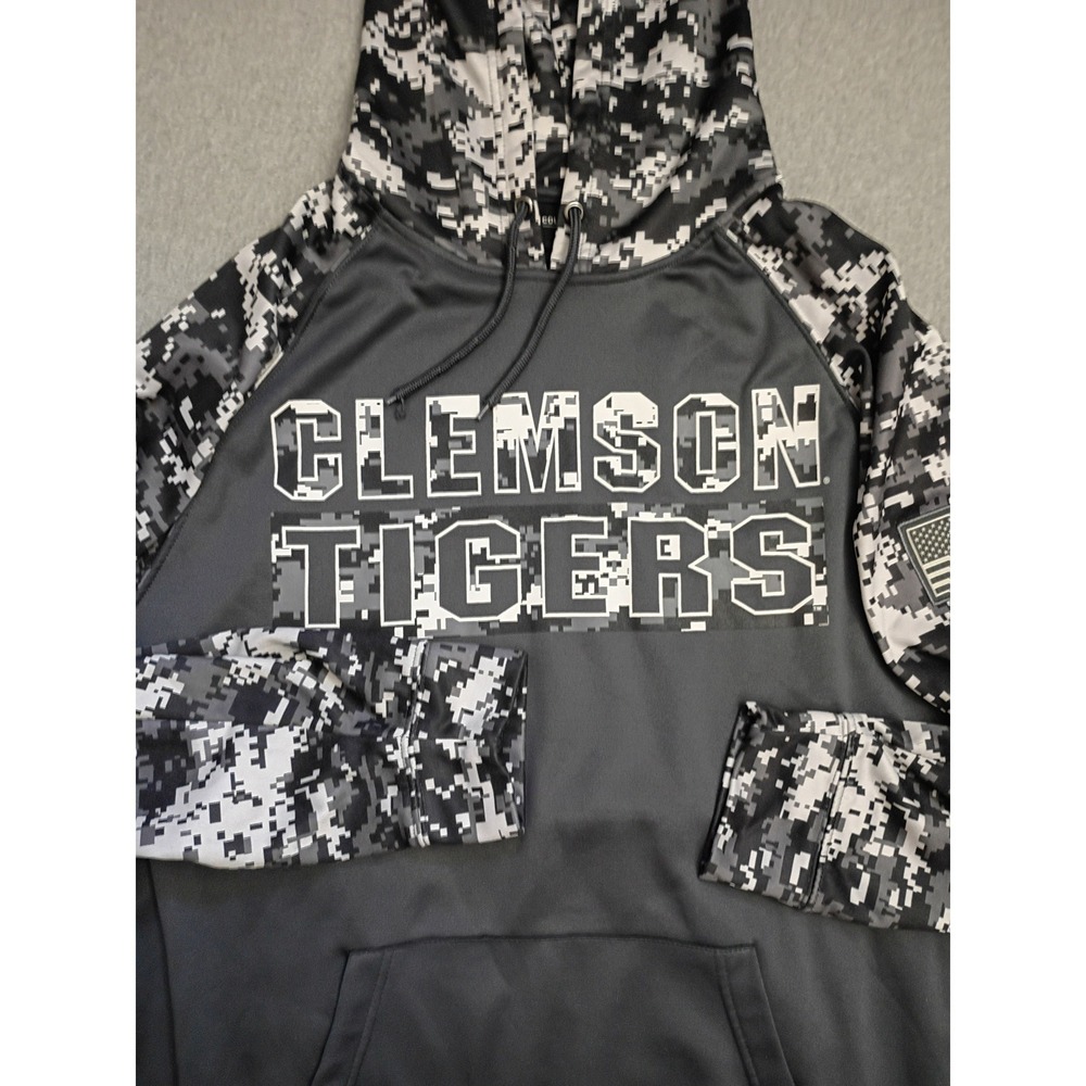 Colosseum Clemson Tigers OHT Black Grey Digital Camo Hoodie Mens 1X Tall